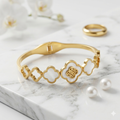 Sunlit Clover Charm Kada - Anti Tarnish