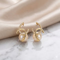 Gold Interlocking Loop Pearl Studs
