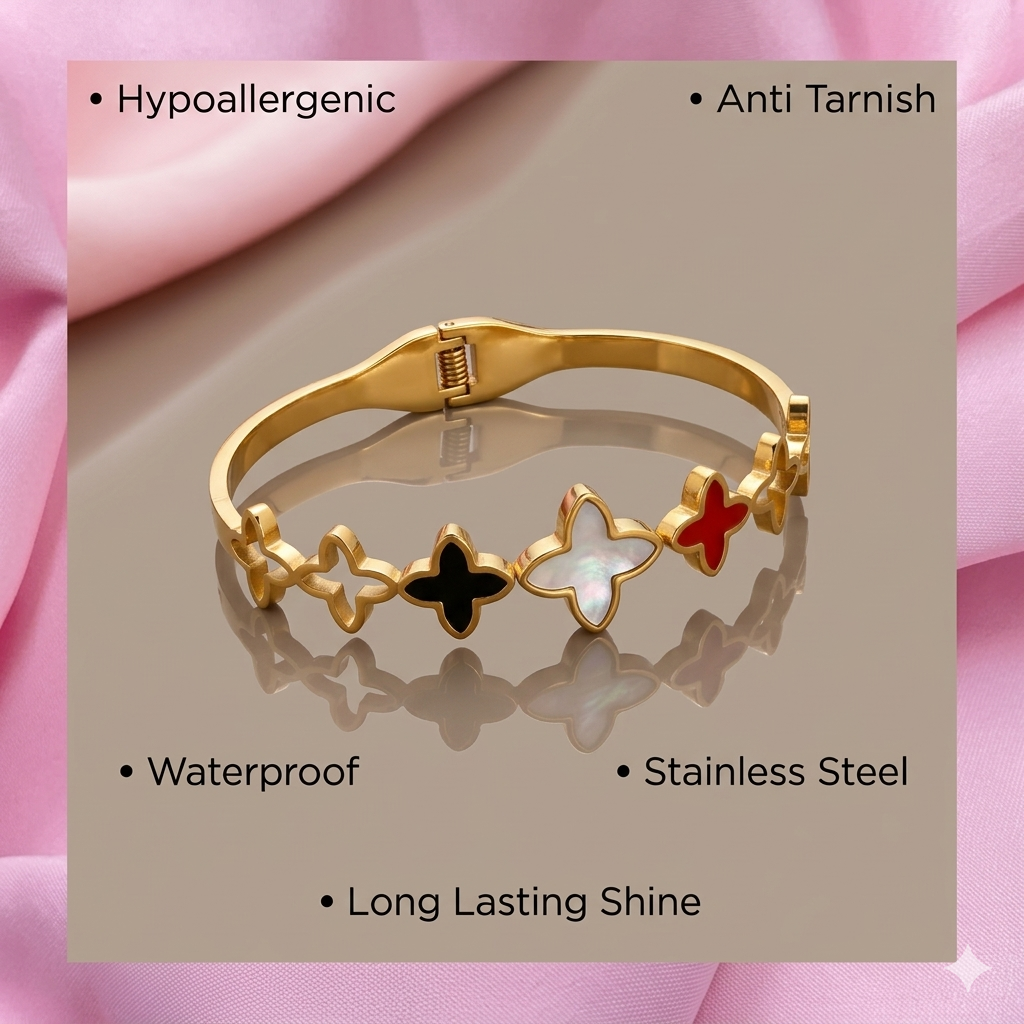Radiant Clover Luxe Kada - Anti Tarnish