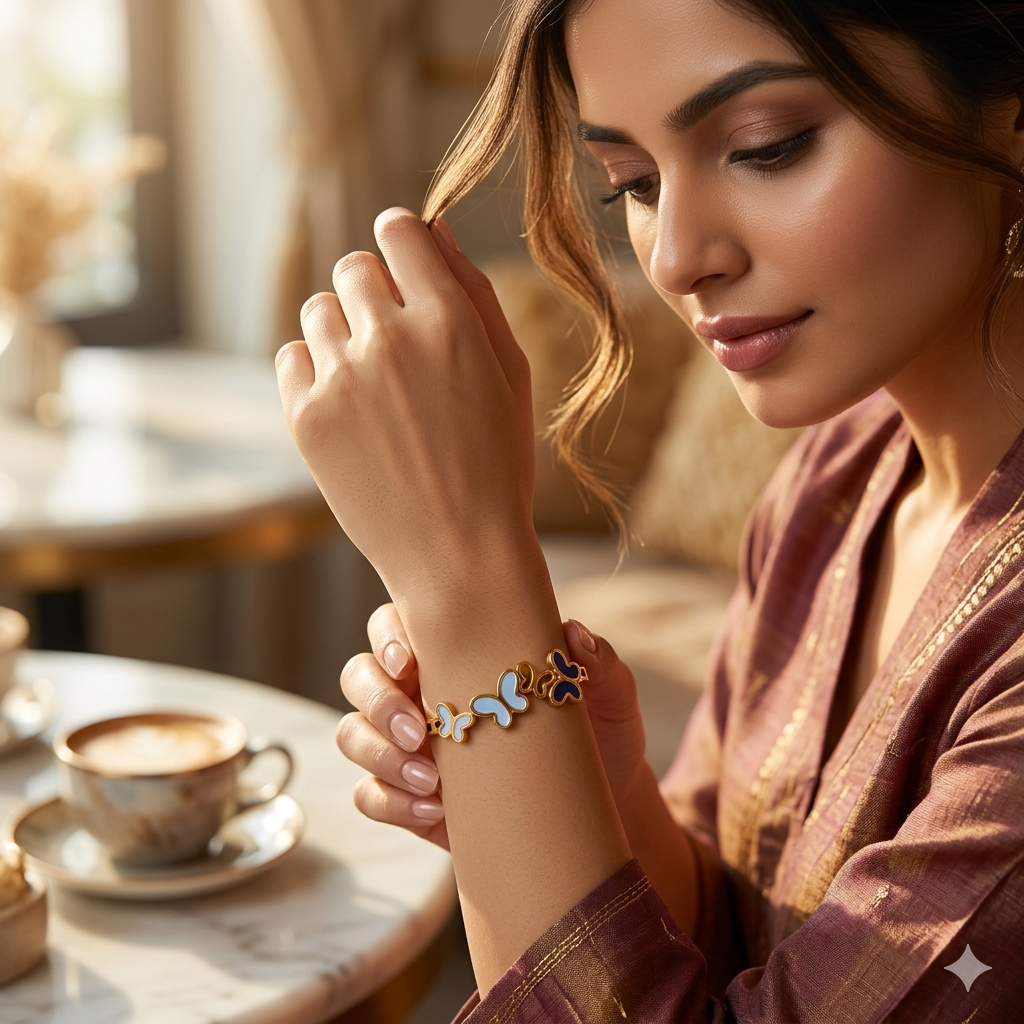 Majestic Butterfly Charm Kada - Anti Tarnish