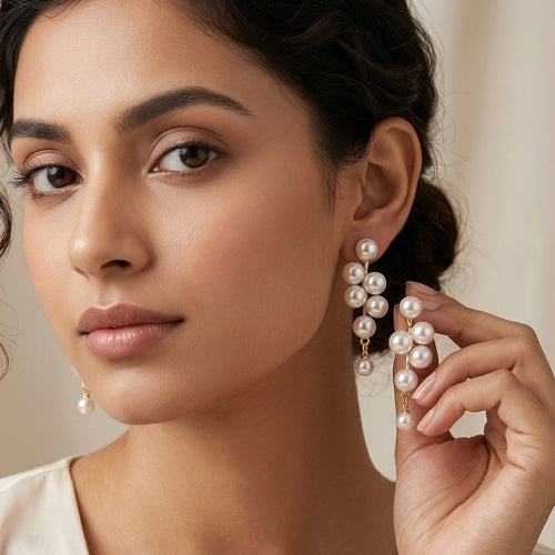 Cascading Pearl Cluster Drops Earrings