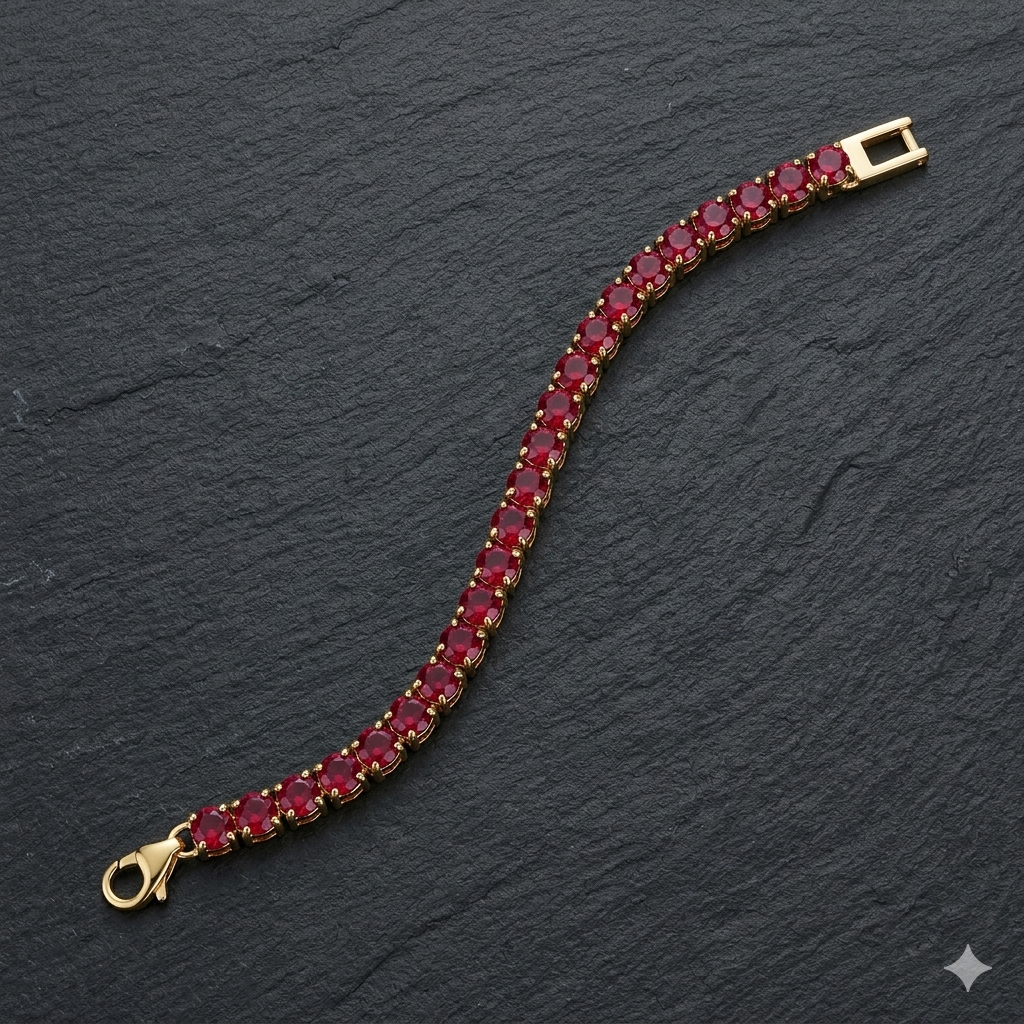 Ruby Tennis Bracelet - Anti Tarnish