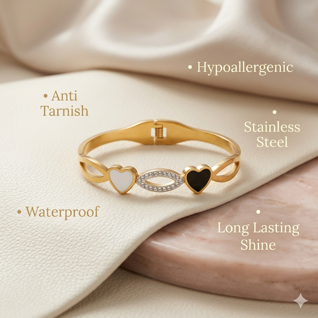 Midnight Heart Loop Bracelet - Anti Tarnish