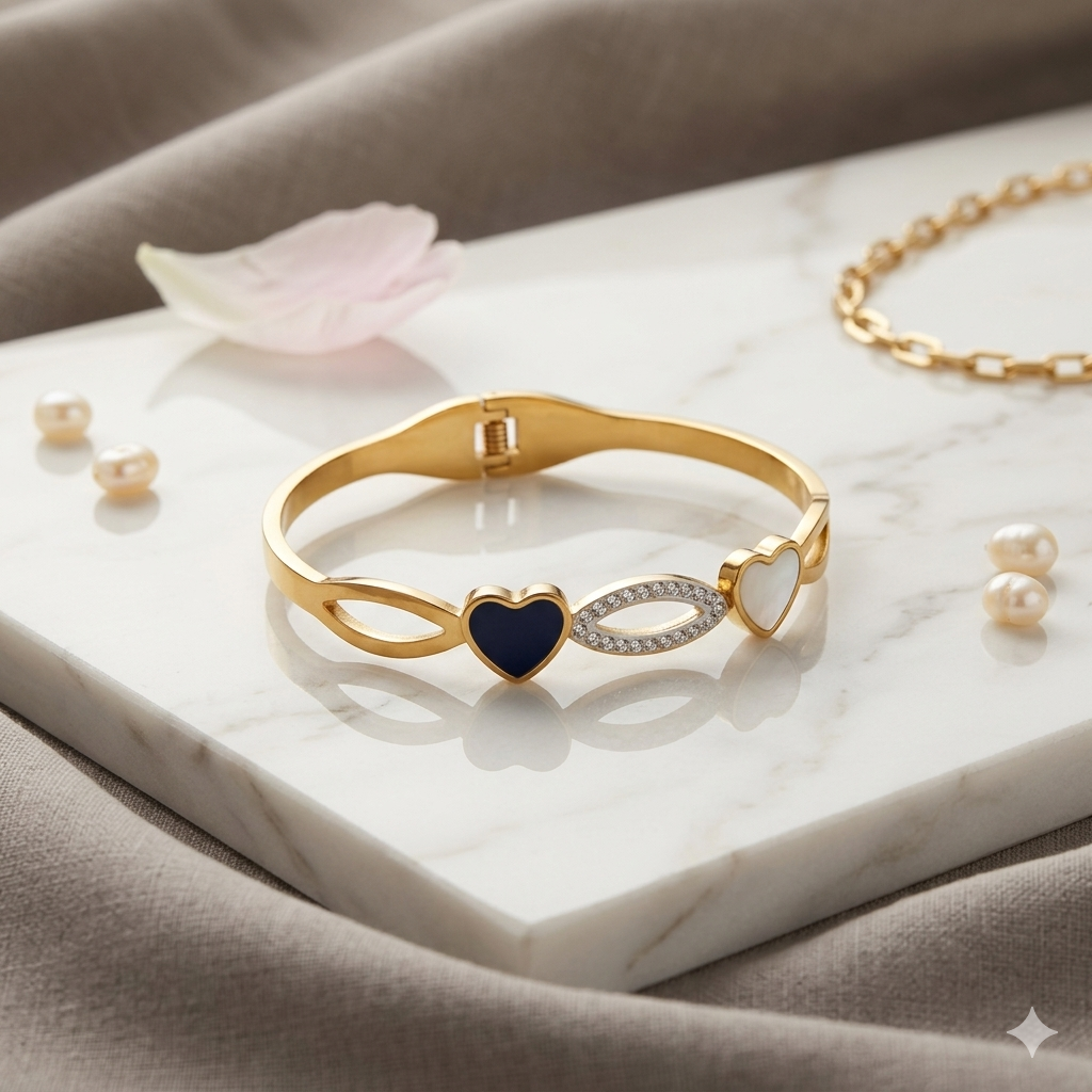 Midnight Heart Loop Bracelet - Anti Tarnish