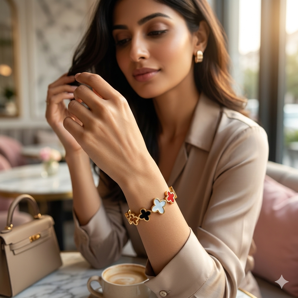 Radiant Clover Luxe Kada - Anti Tarnish