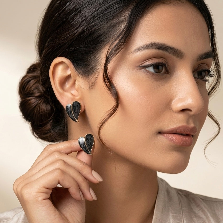 Midnight Noir Heart Hoops Earrings