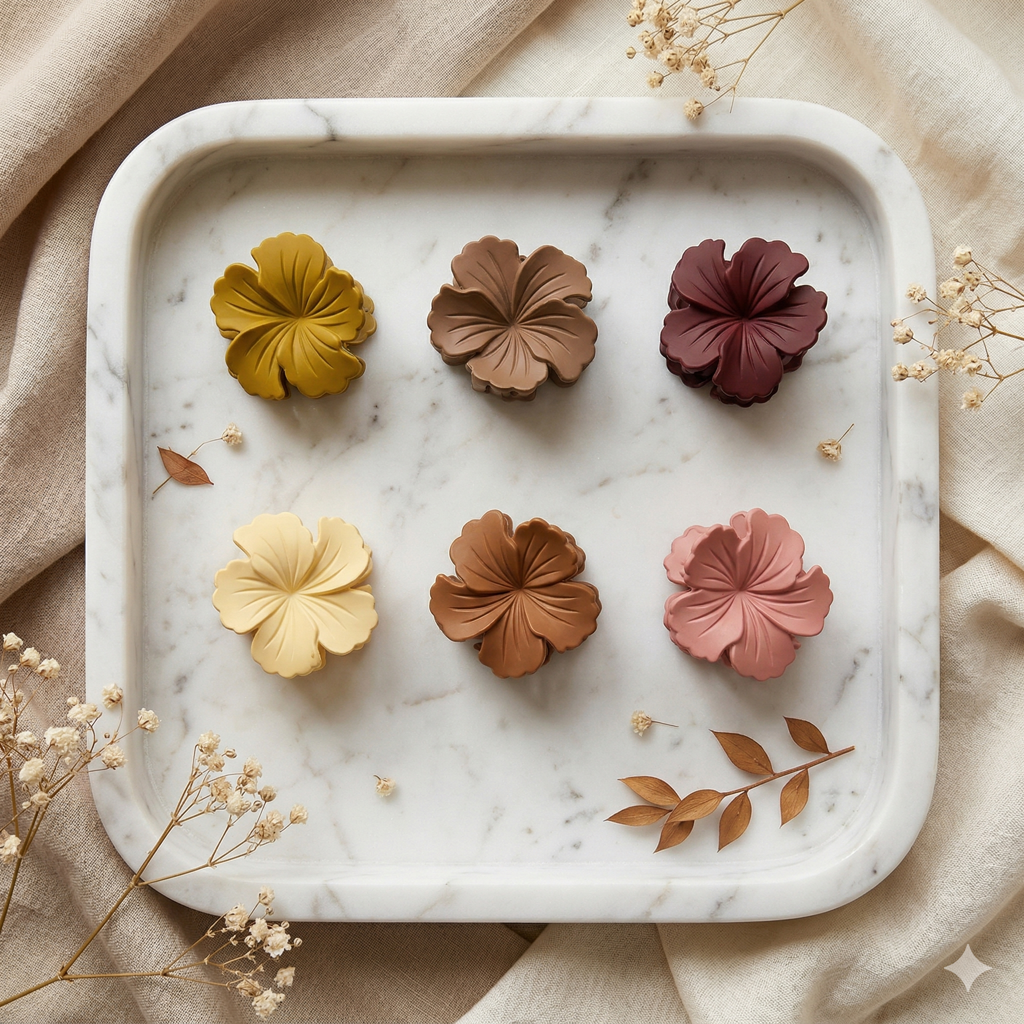 Flower Shape & Textured Hair Clutcher - 1 Piece