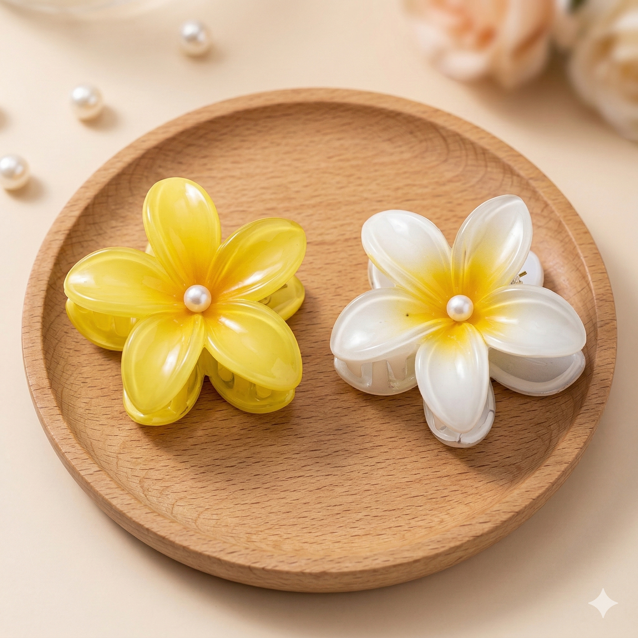 Big Flower Claw Clip with Pearl -Set of 2
