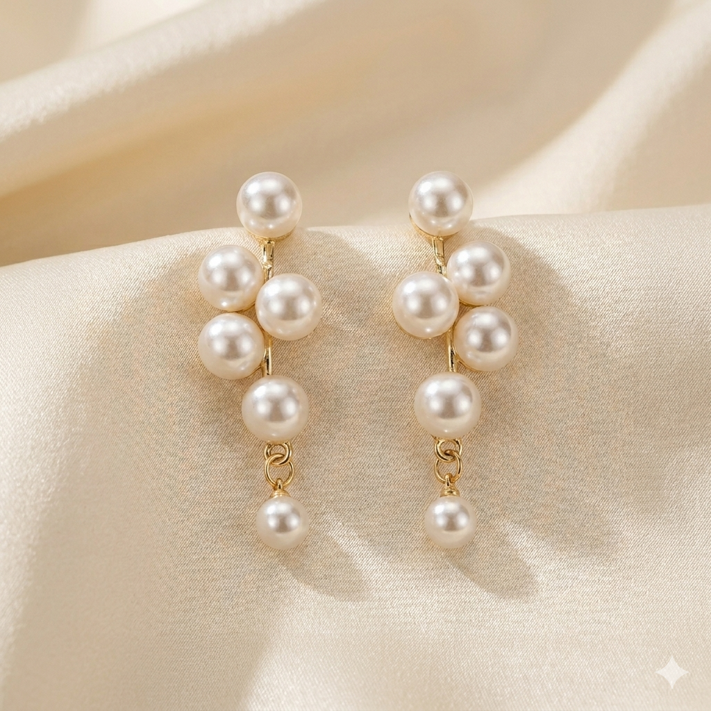 Cascading Pearl Cluster Drops Earrings
