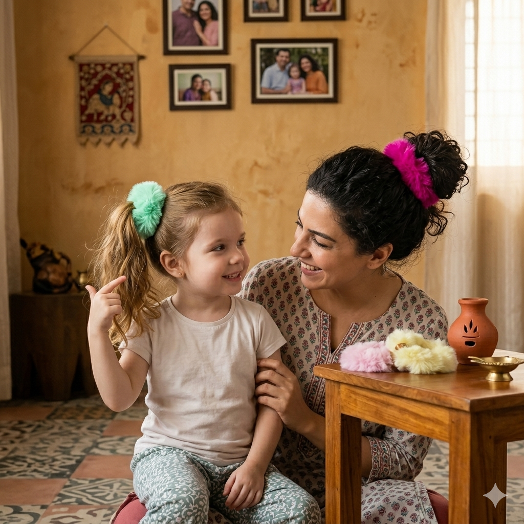 Furry Scrunchy for Kids and Women - 1 Piece