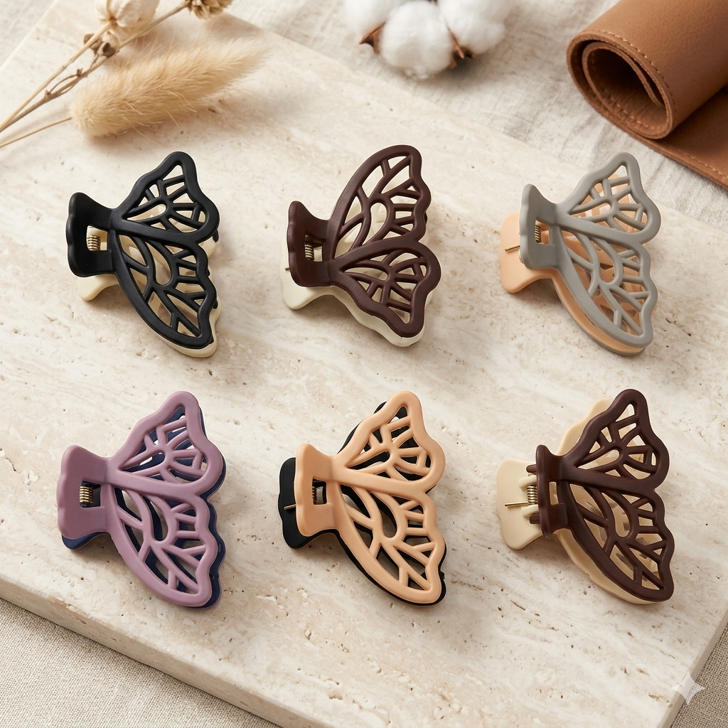 Butterfly Wing Dual Tone Hair Clutchers - 1 Piece