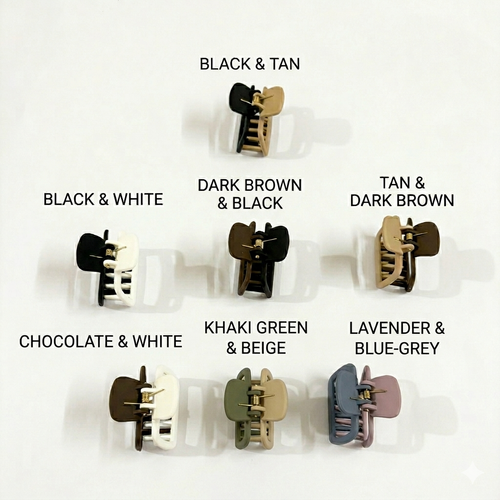 Dual Tone Geometric Hair Clutcher - 1 Piece