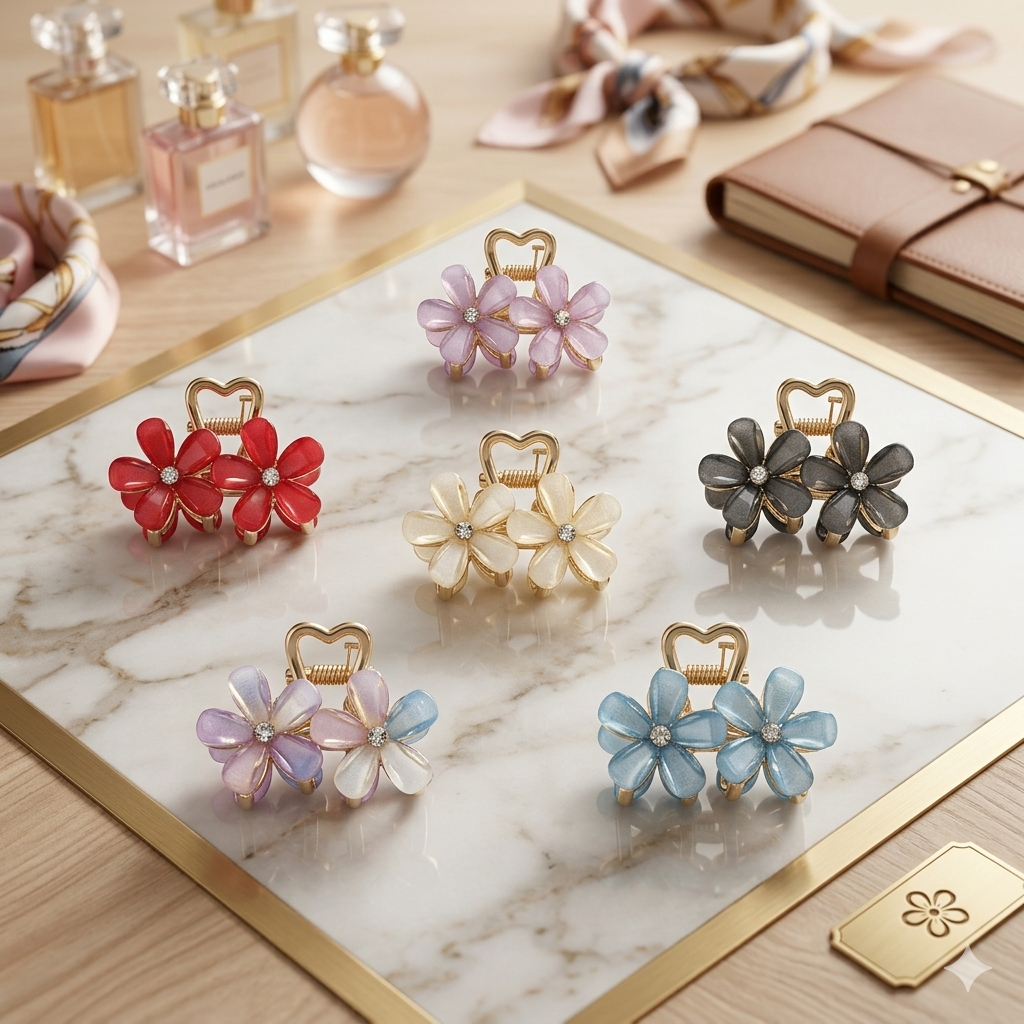 Small Size Floral Metal Cluthcher - 1 Piece