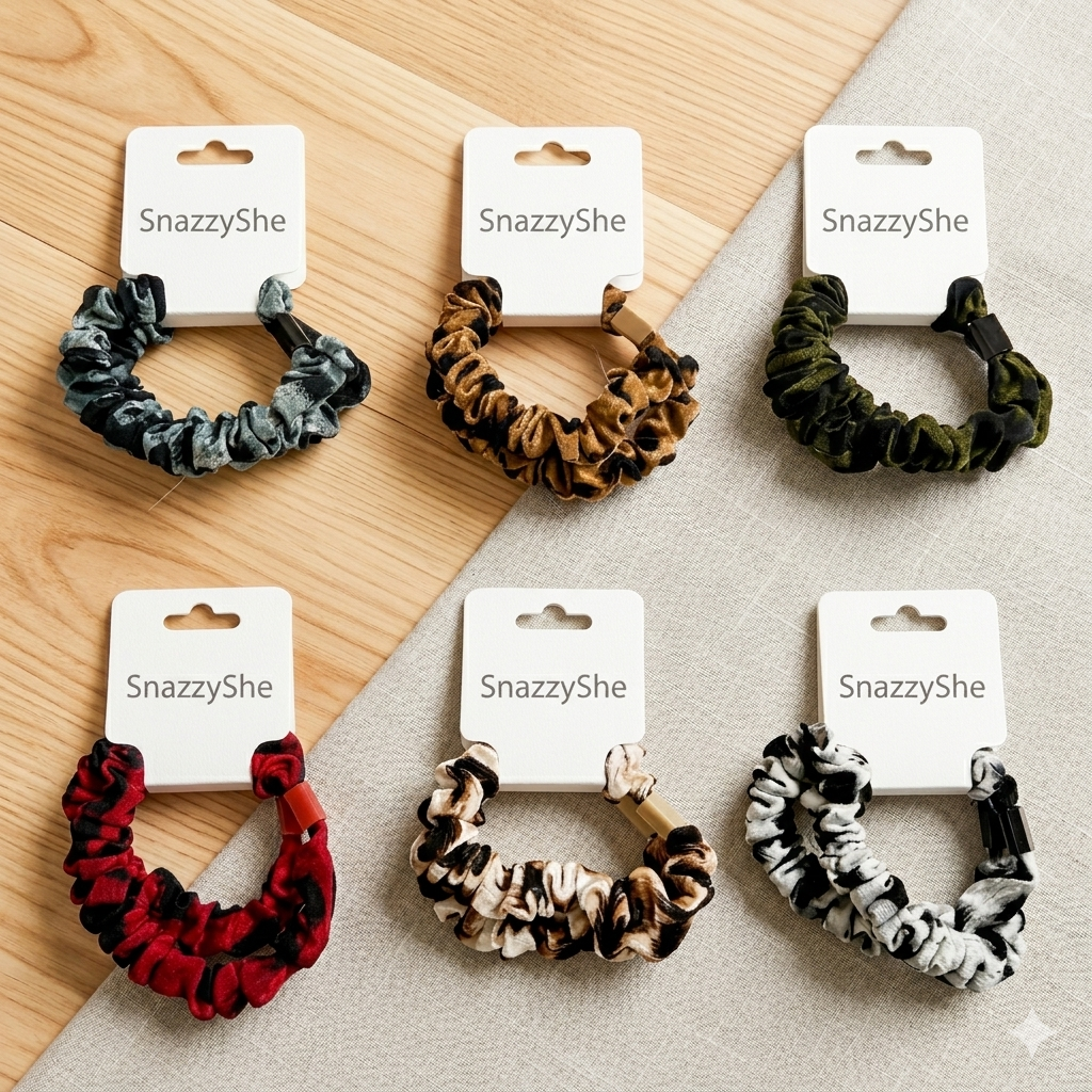Luxury Printed Scrunchies- Pair of 2