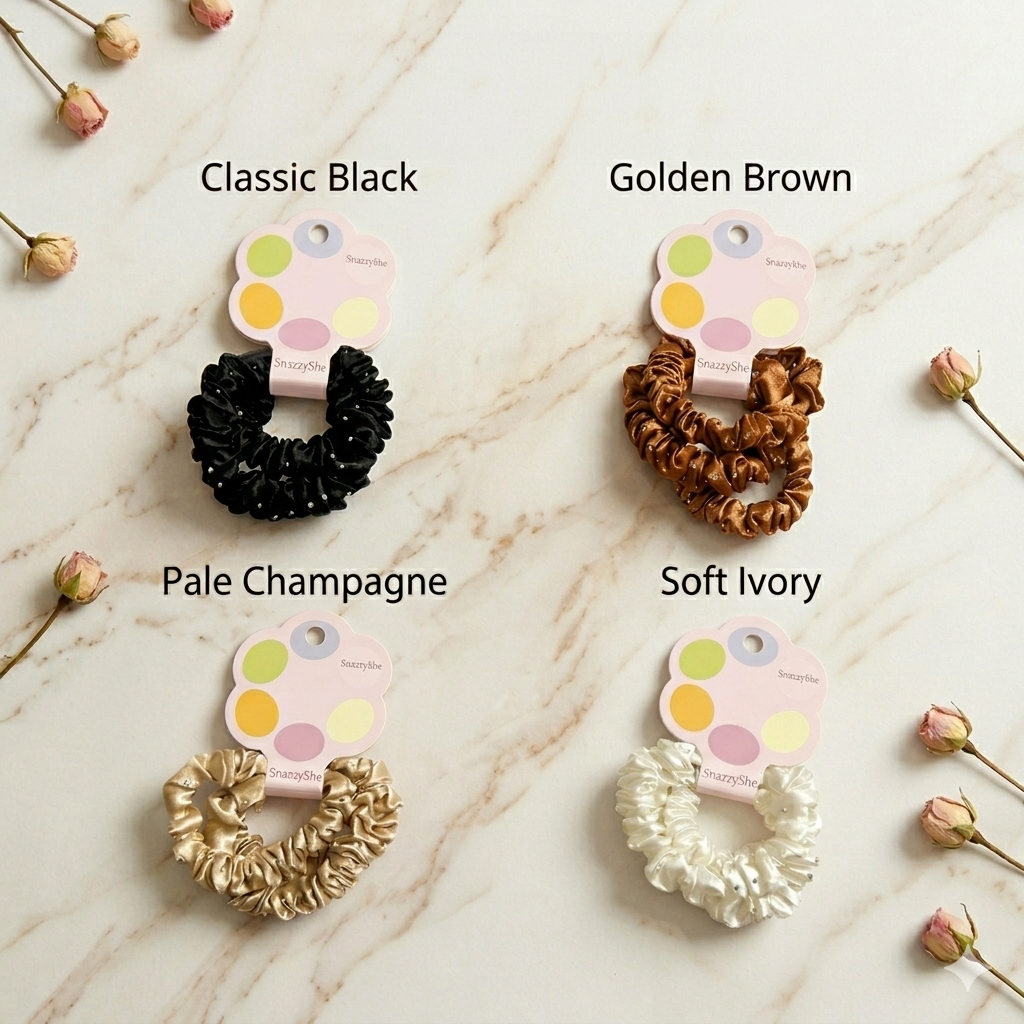 Georgette Shiny Scrunchies with Stones - Pair of 2